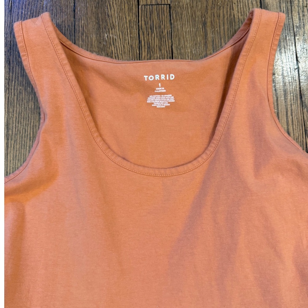 Torrid Womens Plus Size 1 Skater Dress Terracotta Orange Cotton Blend Sleeveless - Picture 2 of 7